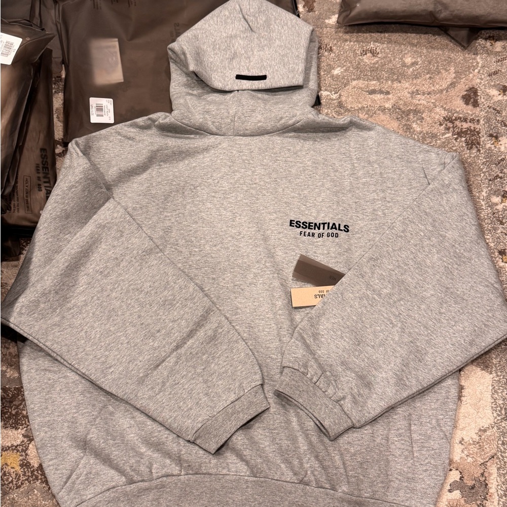 Fear of God ESSENTIALS LIGHT GRAY Hoodie Sweatshirt with tags and original bag